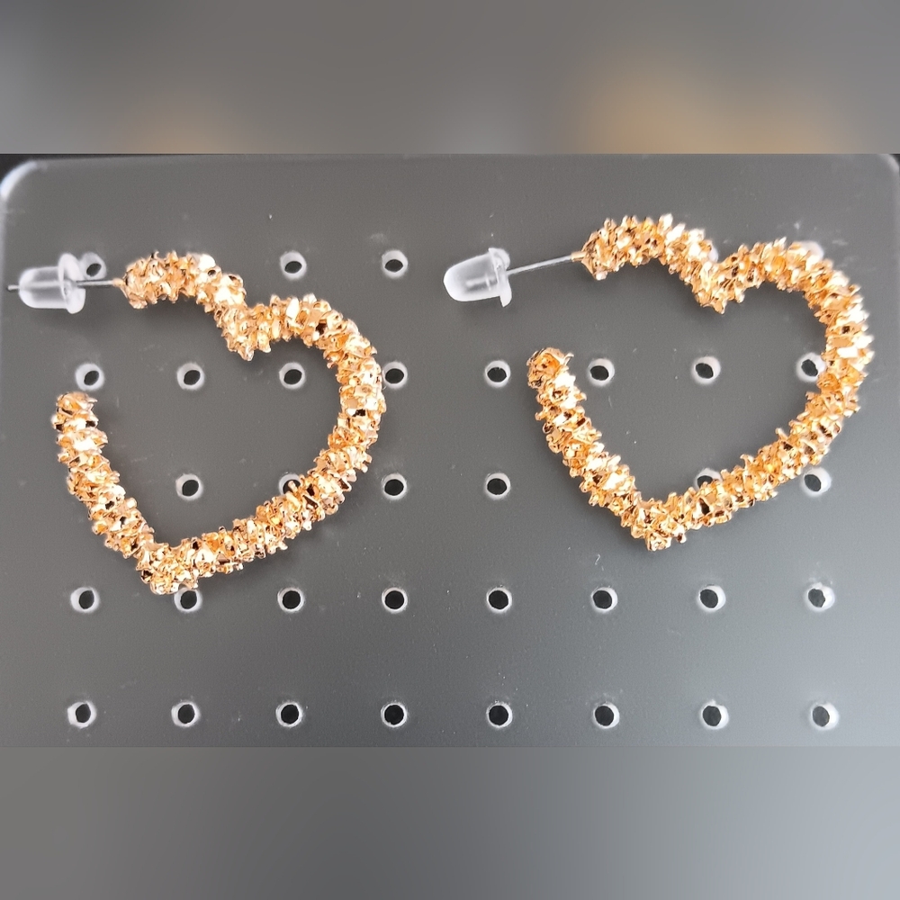 Open HEART HOOP EARRINGS (NWT)